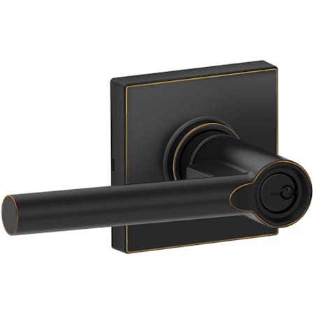 Schlage Broadway Single Cylinder Keyed Entry Door Lever Set with Decorative Collins Trim (Formerly Dexter) Aged Bronze