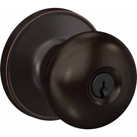 Schlage Stratus Single Cylinder Keyed Entry Door Knob Set with Round Rose from the J Series Aged Bronze