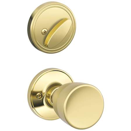Schlage Byron Single Cylinder Keyed Entry Handleset from the J-Series - Exterior Handleset Sold Separately Polished Brass