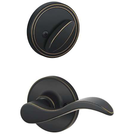Schlage Left Handed Single Cylinder Keyed Entry Interior Only Pack with Seville Lever from the J Series Aged Bronze