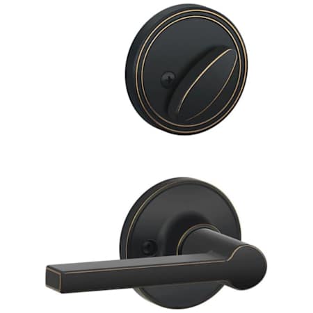 Schlage Single Cylinder Keyed Entry Interior Only Pack with Solstice Lever from the J-Series Aged Bronze