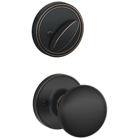 Schlage Single Cylinder Keyed Entry Interior Only Pack with Stratus Knob from the J Series Aged Bronze
