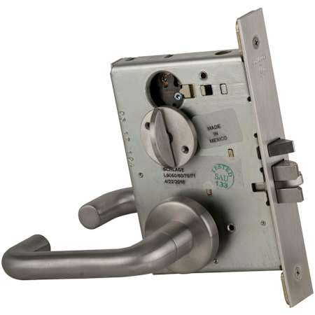 Schlage L-Series Commercial Grade 1 Mortise Keyed Entry Single Cylinder Entrance Lock Door Lever Set with Automatic Unlocking Satin Stainless Steel