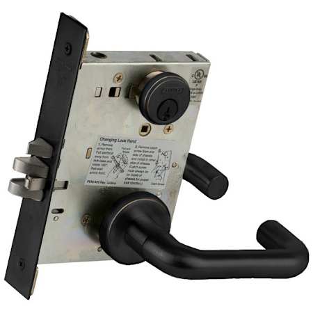 Schlage L-Series Commercial Grade 1 Mortise Keyed Entry Single Cylinder Storeroom Lock Door Lever Set Aged Bronze