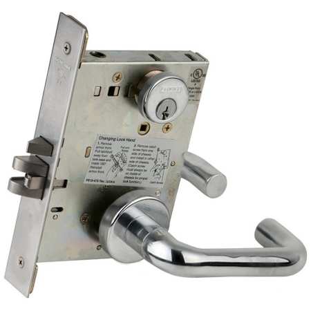 Schlage Fire Rated L-Series Commercial Grade 1 Mortise Single Cylinder Storeroom Lock with Lever Set with Full Size Interchangeable Core Polished Stainless Steel