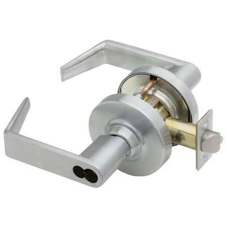 Schlage Rhodes Single Cylinder Keyed Entry Door Lever Set from ND Collection Satin Chrome