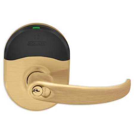 Schlage Sparta Electronic Storeroom Door Lever with ENGAGE™ Technology from the NDE Series - Full Size Interchangeable Core Satin Bronze