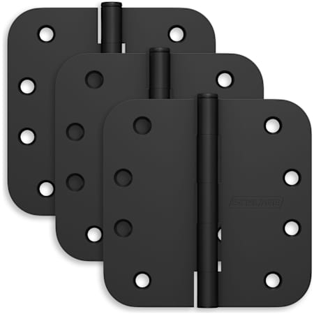 Schlage Pack of Three 4" x 4" Plain Bearing 5/8" Radius Corner Mortise Hinges Matte Black