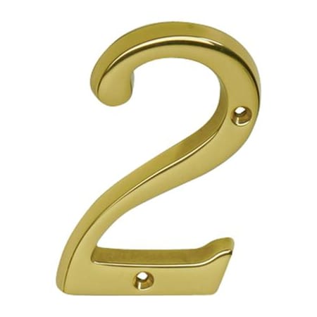 Schlage Classic House Number 2 Polished Brass