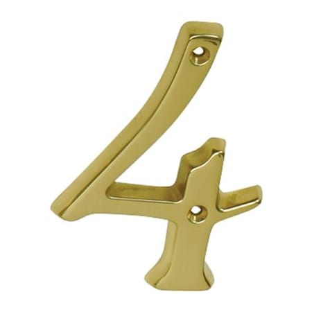 Schlage Classic House Number 4 Polished Brass