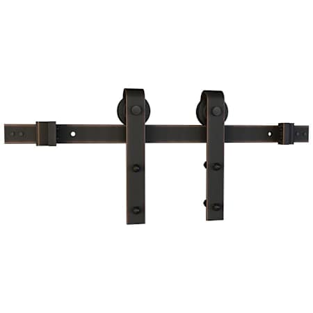 Schlage Strap Mount 78 Inch Sliding Barn Door Track and Fitting Set for Interior Use Aged Bronze