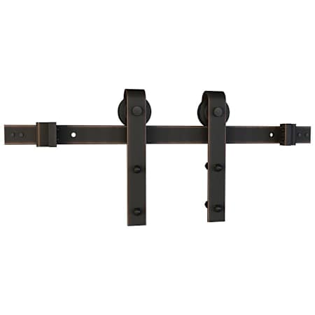 Schlage Strap Mount 96 Inch Sliding Barn Door Track and Fitting Set for Interior Use Aged Bronze