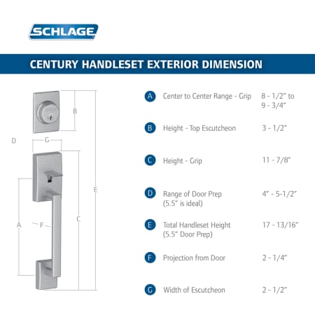 Century Handleset Dimensions