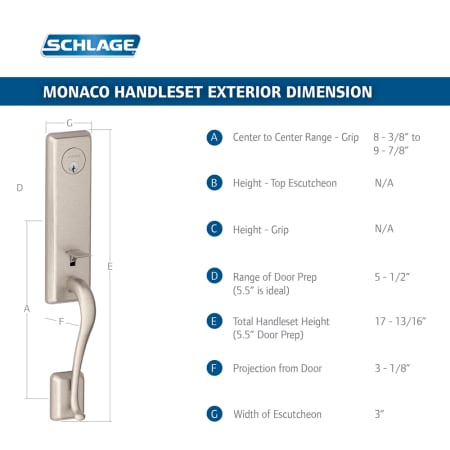 Monaco Handleset Dimensions