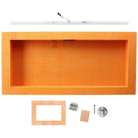 Schluter Systems Kerdi-Board 28" x 12" Shower Niche with LED Light and Frame Orange