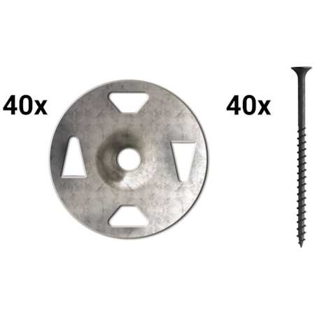 Schluter Systems Kerdi-Board Washer and Screw Set - 40 Washers and 40 Screws Silver