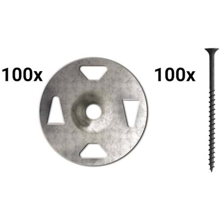 Schluter Systems Kerdi-Board Washer and Screw Set - 100 Washers and 100 Screws Silver