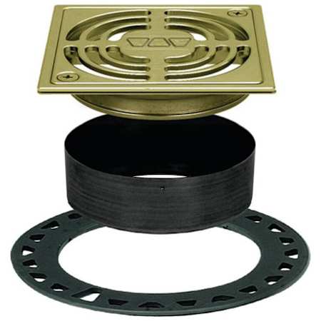 Schluter Systems Kerdi-Drain 4" Grate Kit - Contour - Flange Kit Sold Separately Brushed Brass