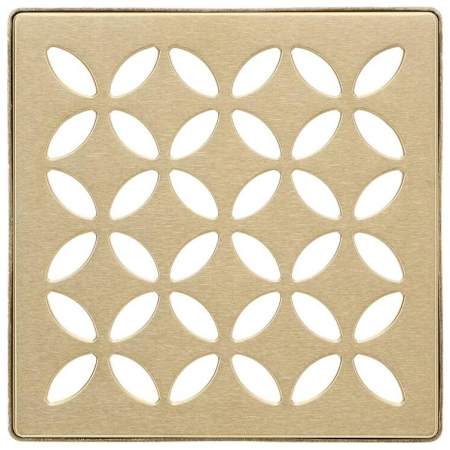 Schluter Systems Kerdi-Drain 4" Grate Kit - Classic Floral - Flange Kit Sold Separately Brushed Classic Gold