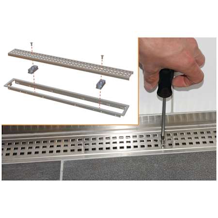 Schluter Systems Kerdi-Line 3/4" Frame 64" Grate with Lock - Channel Body Sold Separately Brushed Stainless Steel
