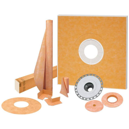 Schluter Systems Kerdi-Shower-Kit 48" x 48" Shower Kit with PVC 2" Flange - Less Drain Grate Orange
