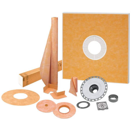 Schluter Systems Kerdi-Shower-Kit 48" x 48" Complete Shower Kit with PVC 2" Flange Stainless Steel