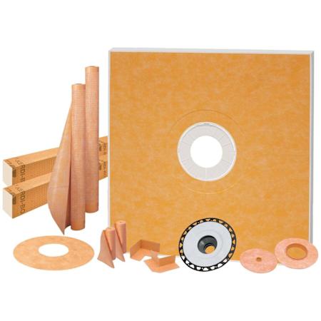 Schluter Systems Kerdi-Shower-Kit 72" x 72" Shower Kit with PVC 2" Flange - Less Drain Grate Orange