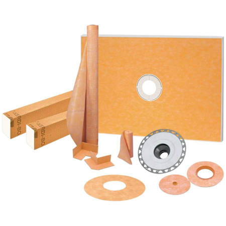 Schluter Systems Kerdi-Shower-Kit 38" x 60" Shower Kit with ABC 2" Flange - Less Drain Grate Orange