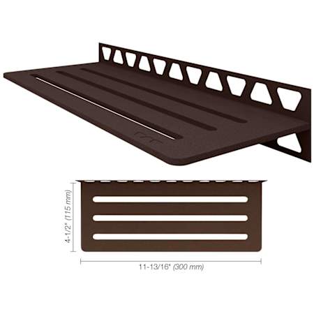 Schluter Systems Shelf-W Rectangular Shower Wall Shelf with Wave Design Bronze