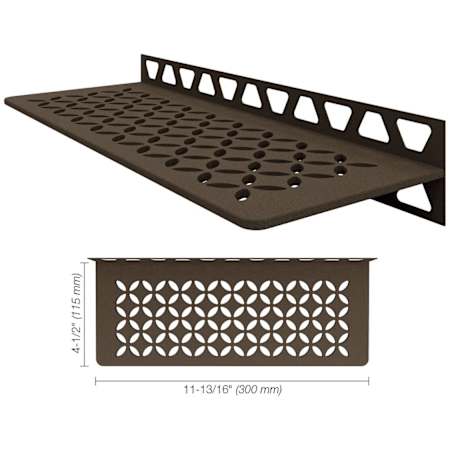 Schluter Systems Shelf-W Rectangular Shower Wall Shelf with Floral Design Bronze