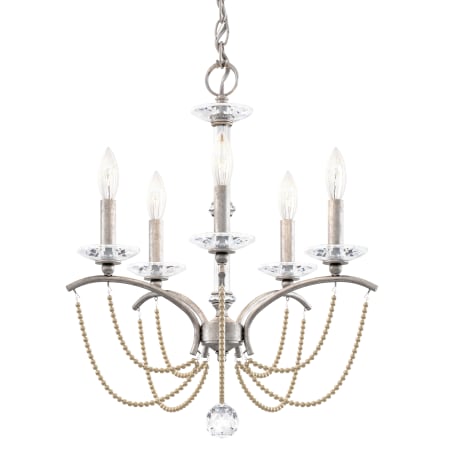 Schonbek Priscilla 5 Light 18" Wide Crystal Chandelier with Bronze Pearl Beads Antique Silver