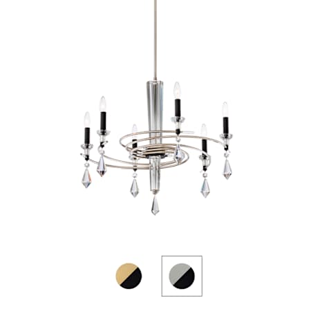 Schonbek Tempest 6 Light 28" Wide Crystal Candle Style Chandelier Soft Gold / Black