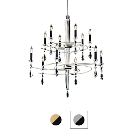 Schonbek Tempest 12 Light 36" Wide Crystal Candle Style Chandelier Soft Gold / Black