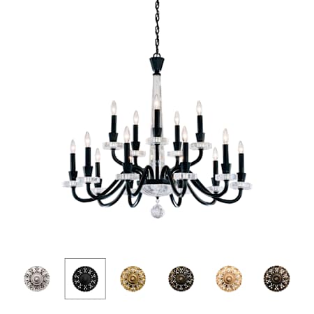 Schonbek Amadeus 15 Light 38" Wide Crystal Candle Style Chandelier Antique Silver