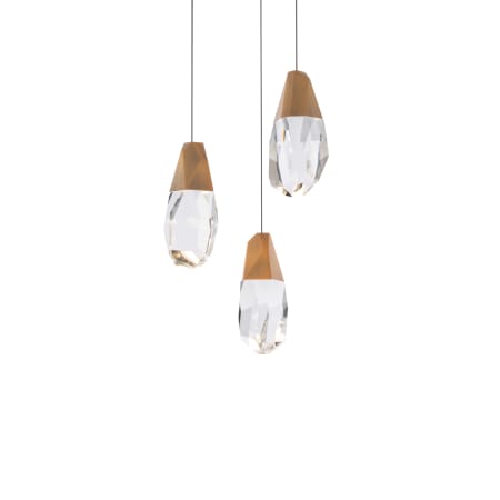 Schonbek Beyond Martini 12" Wide LED Clear Optic Crystal Three Light Pendant Aged Brass