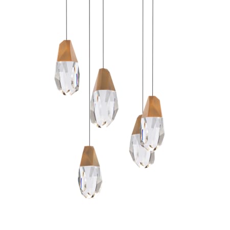 Schonbek Beyond Martini Five Light 17" Wide LED Clear Optic Crystal Pendant Aged Brass