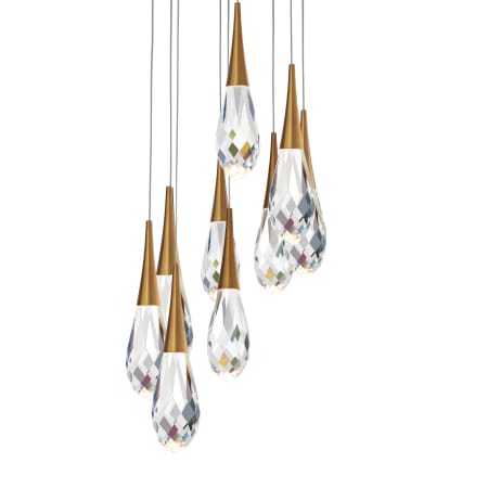 Schonbek Beyond Hibiscus 9 Light 17" Wide Switchable Color Temperature LED Faceted Crystal Multi Pendant Light Aged Brass