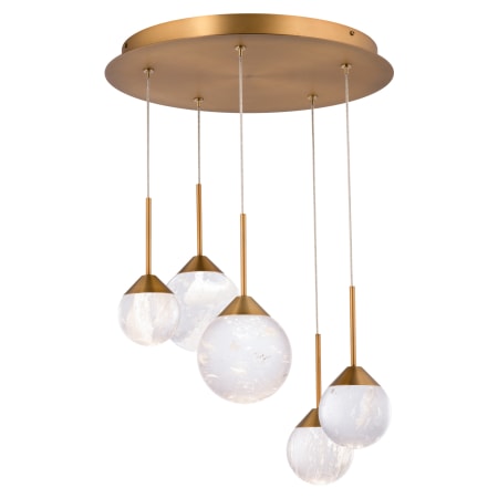 Schonbek Beyond Quest 17" Wide LED Crystal Multi Light Pendant with Clear Optic Haze Crystal Aged Brass
