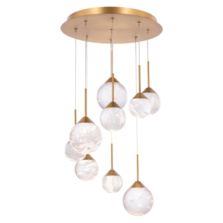 Schonbek Beyond Quest 17" Wide LED Crystal Multi Light Pendant with Clear Optic Haze Crystal Aged Brass