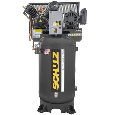 Schulz 7.5 HP 80 Gal 175 Max PSI V-Series Two-Stage Stationary Electric (208 Volt 3 Phase) Reciprocating Air Compressor with Vertical Tank N/A