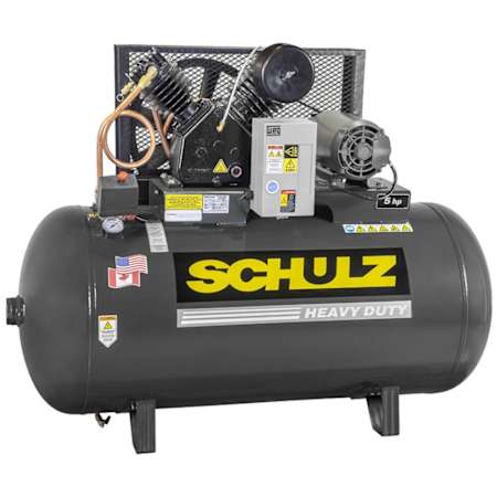 Schulz 5 HP 80 Gal 175 Max PSI V-Series Two-Stage Stationary Electric (230 Volt 1 Phase) Reciprocating Air Compressor with Horizontal Tank N/A