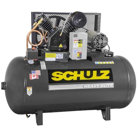 Schulz 5 HP 80 Gal 175 Max PSI V-Series Two-Stage Stationary Electric (230 Volt 3 Phase) Reciprocating Air Compressor with Horizontal Tank N/A