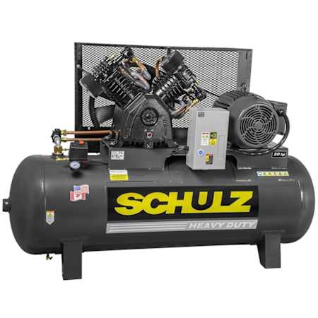 Schulz 20 HP 120 Gal 175 Max PSI L-Series Two-Stage Stationary Electric (460 Volt 3 Phase) Reciprocating Air Compressor N/A