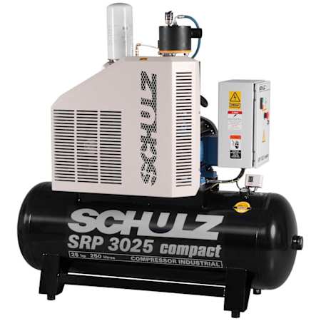 Schulz 25 HP 80 Gal 125 Max PSI Stationary Electric (208, 230 Volt 3 Phase) Open Rotary Air Compressor N/A