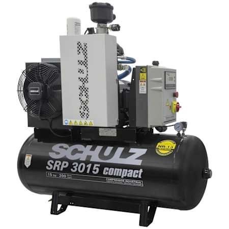 Schulz 15 HP 60 Gal 125 Max PSI Stationary Electric (460 Volt 3 Phase) Open Rotary Air Compressor N/A