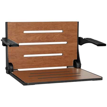 Seachrome Lifestyle & Wellness 20-15/16" Wall Mounted Folding Shower Seat Teak / Matte Black