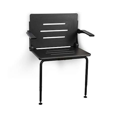 Seachrome Lifestyle & Wellness Silhouette Comfort Plus Heavy Duty Folding Wall Mount Shower Bench Seat Black