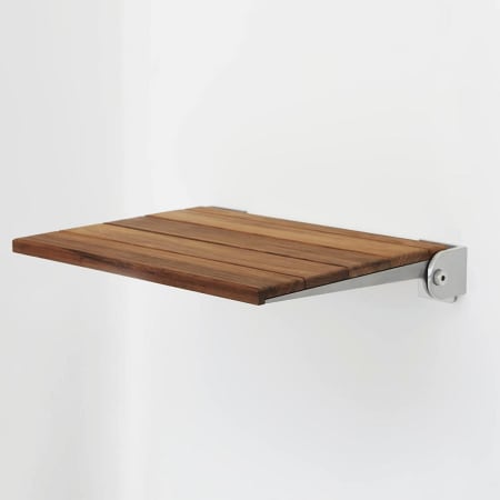 Seachrome SlimLine 16" Wide Wall Mounted Shower Seat Teak Wood / Silver Frame