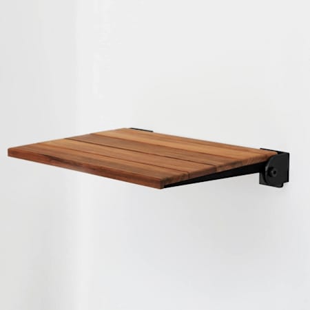 Seachrome SlimLine 18-1/8" Wide Wall Mounted Teak Wood Shower Seat Teak / Matte Black