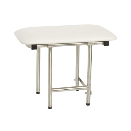 Seachrome Signature Series 28" Cushion Folding Wall Mounted Shower Bench Seat with Swing Down Legs White